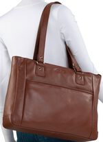 Laurina, Tasche, Damen, mit zwei Umh&auml;ngeriemen COGNAC