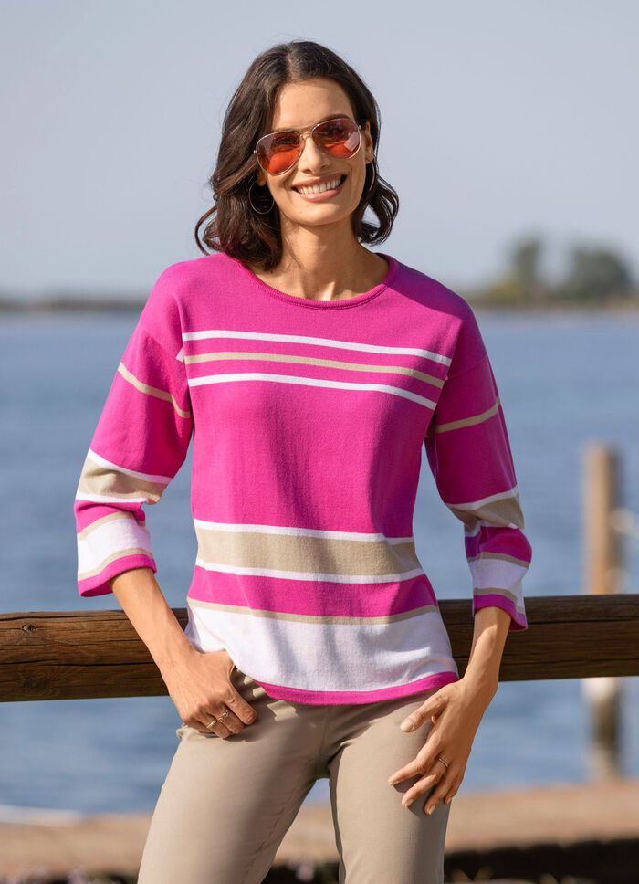 Pullover in Ringelmuster PINK-WEISS-BEIGE