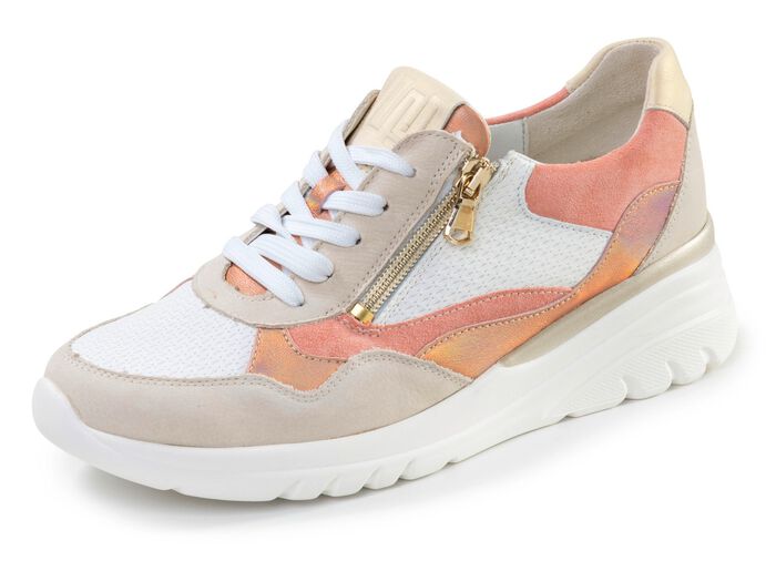 Waldl&auml;ufer, bequeme Damen-Schn&uuml;rschuhe, Weite H, mit herausnehmbarem Fussbett BEIGE-MULTICOLOR