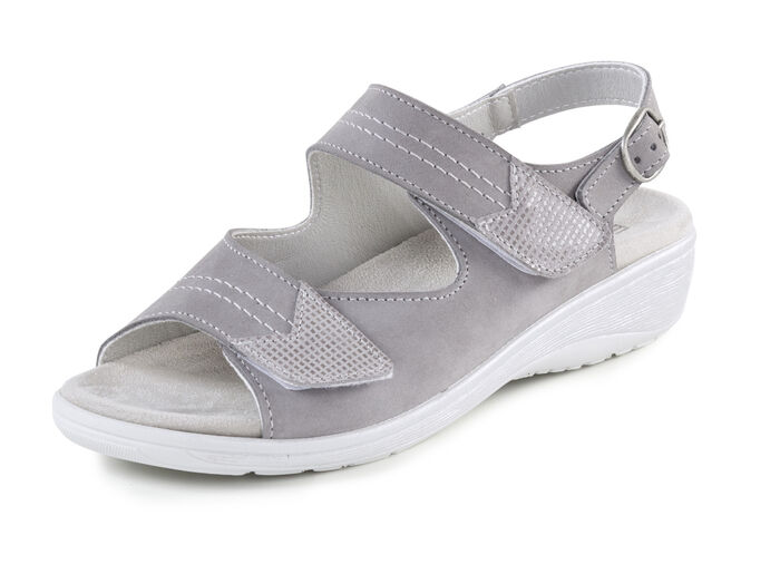 ELENA EDEN, bequeme Damen-Sandalen, Weite G, mit herausnehmbarem Fussbett GRAU