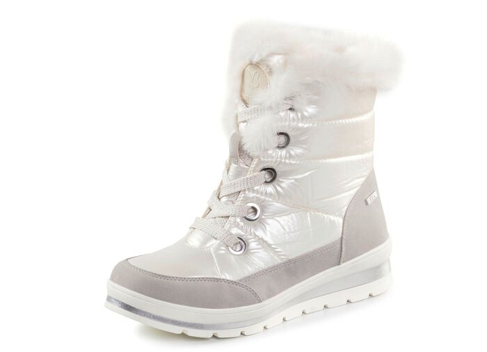 ELENA EDEN, gef&uuml;tterte Damen-Boots, Winterschuhe, Weite G, mit herausnehmbarem Fussbett PERLWEISS-GRAU