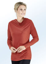 Shirt mit Wasserfallkragen  TERRAKOTTA