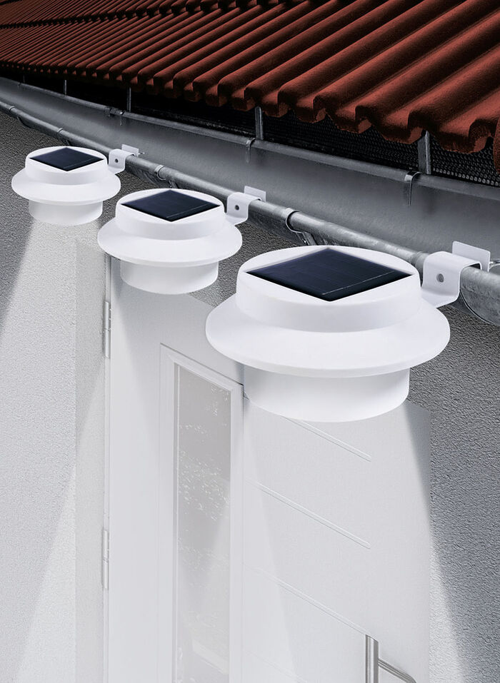 Dachrinnen-Lampe, 3er-Set WEISS