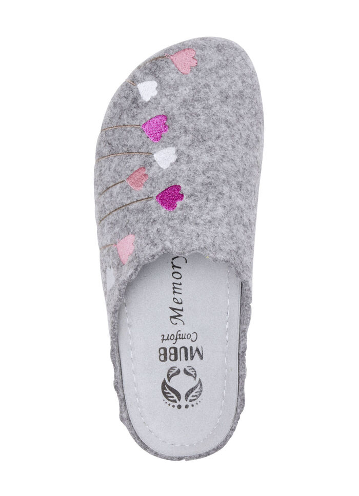 Mubb, klassische Damen-Hausschuhe, Weite H, mit anatomisch geformtem Fussbett GRAU