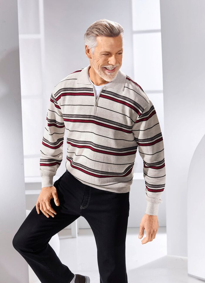 Polopullover mit kurzem Reissverschluss in 2 Farben 