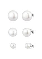 Tolles Ohrstecker-Set mit S&uuml;&szlig;wasser-Zuchtperlen, 3 Paar 