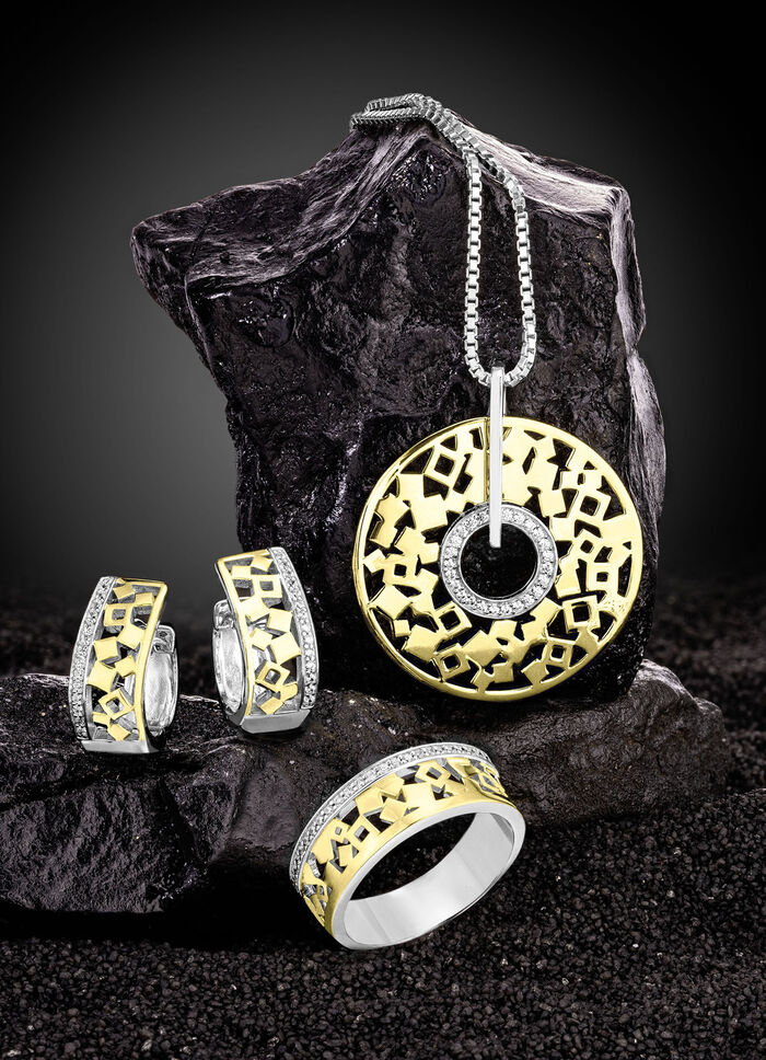 Schicker Anhänger in Bicolor mit Zirkonia 