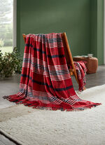 Wohndecke mit Karo-Dessin und Fransen 