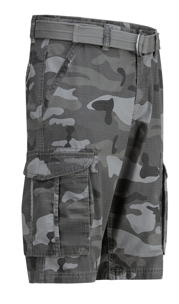 Bermudas mit G&uuml;rtel und Cargotaschen in 2 Farben ANTHRAZIT-GRAU