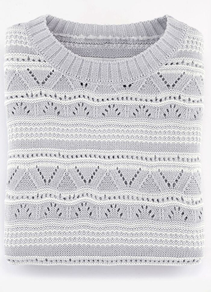 Pullover in Ringeldessin HELLGRAU-WEISS