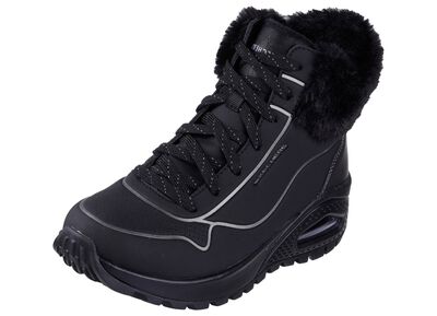 SKECHERS, gef&uuml;tterte Damen-Boots, Winterschuhe, mit flauschigem Pl&uuml;schkragen 