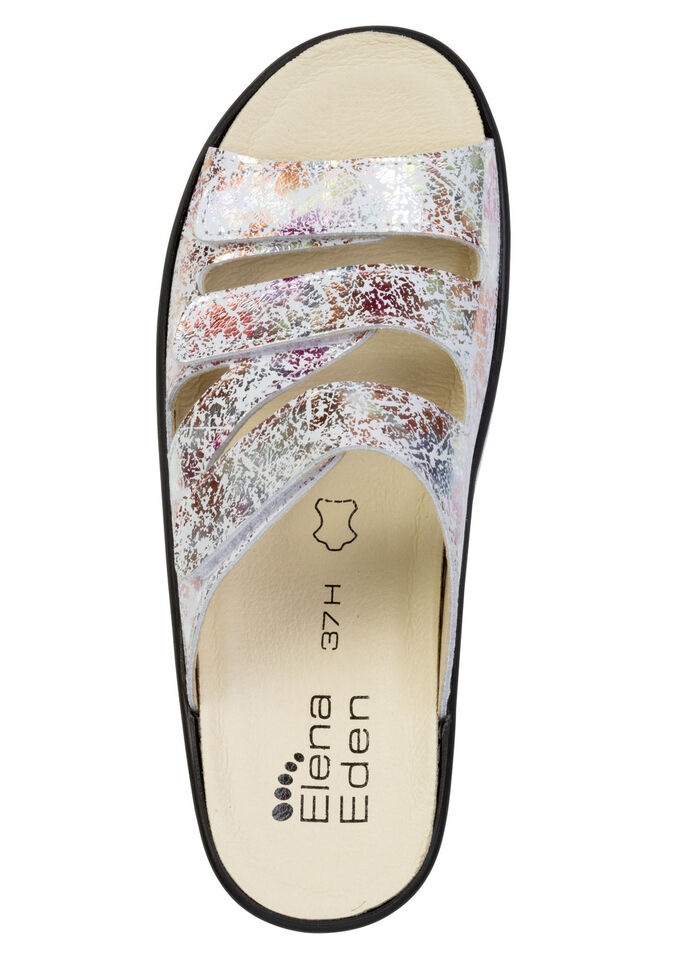 ELENA EDEN, bequeme Damen-Pantoletten, Weite H, mit herausnehmbarem Fussbett ECRU-ROSÉ