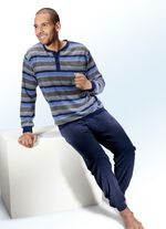 Pyjama mit Knopfleiste, Brusttasche und B&uuml;ndchen 