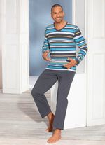 Pyjama mit V-Ausschnitt und Ringeldessin 