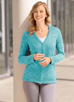 Strickjacke aus Melangegarn JADEGR&Uuml;N MELIERT