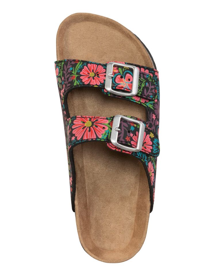 Pantolette in verspielt bedrucktem Dessin SCHWARZ-BUNT