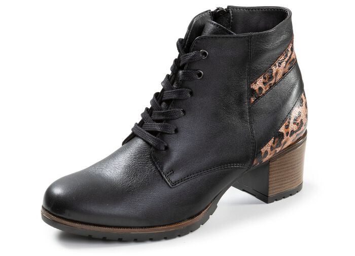 ELENA EDEN, trendige Damen-Stiefeletten, Weite G, mit herausnehmbarem Fussbett SCHWARZ-BRAUN