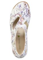 Waldl&auml;ufer, bequeme Damen-Sandalen, Weite H, mit herausnehmbarem Fussbett ECRU-BUNT