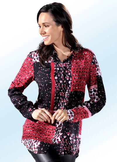 Longbluse mit l&auml;nger geschnittenem R&uuml;ckteil 