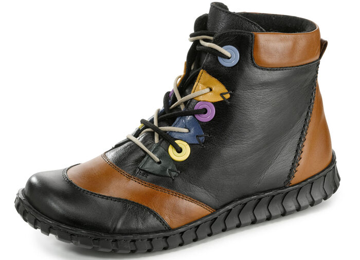 Gemini Schnür-Bootie mit pfiffigen Besätzen SCHWARZ-BUNT
