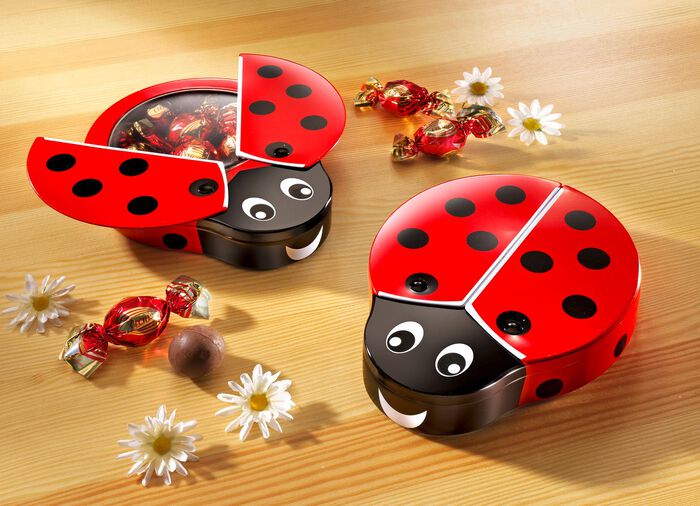 Milchschokoladen-Geschenkdose Gl&uuml;cksk&auml;fer 