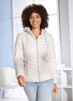 Kurzjacke mit apartem Minimaldessin BEIGE-WEISS