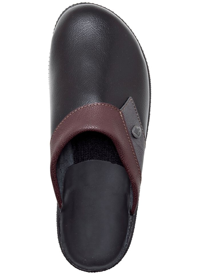 Pantolette mit anatomisch geformten Tieffussbett SCHWARZ-BORDEAUX-GRAU