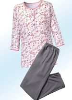 Pyjama mit Alloverdessin und Knopfleiste 