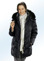 Daunenjacke mit abnehmbarem Kunstpelz-Besatz an der Kapuze 