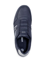 Slipper aus Synthetik mit Textil-Einsätzen MARINE-GRAU