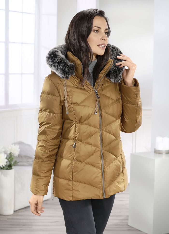 Daunenjacke mit abnehmbarer Kapuze 
