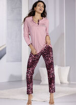 Pyjama mit platziertem Druck und Knopfleiste ROSENHOLZ-SCHWARZ