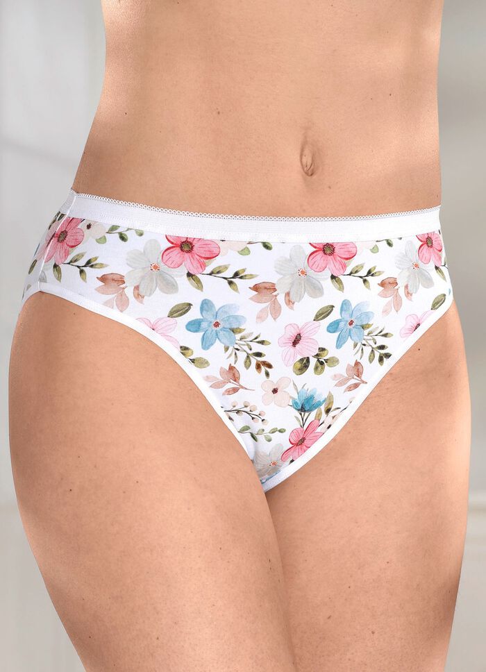 Dreierpack Slips mit buntem Floraldessin 