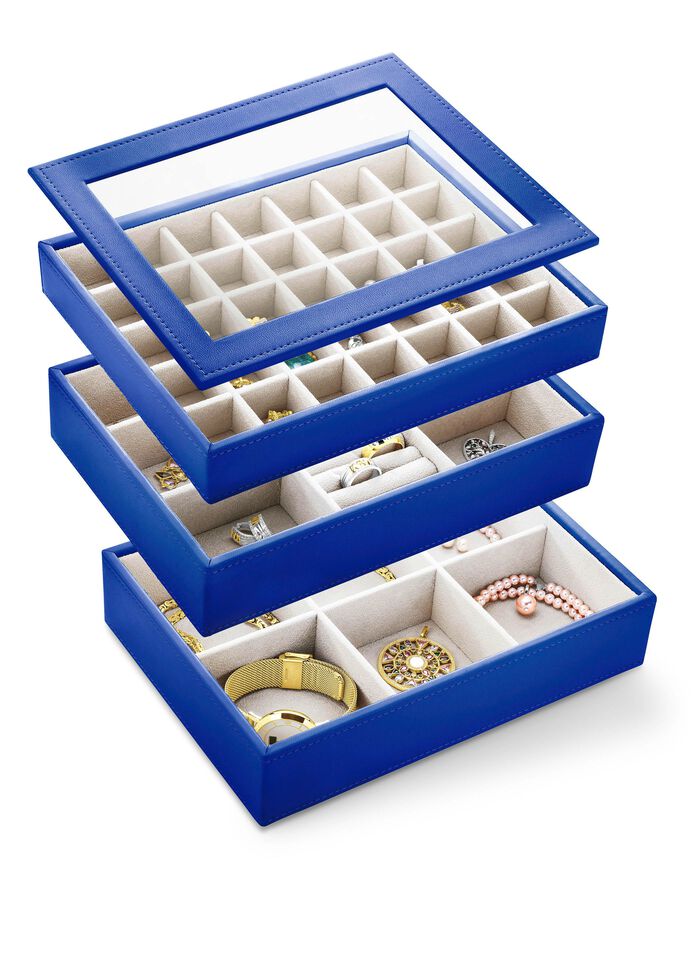 Schmuckkoffer aus Kunstleder mit Samtinnenfutter 