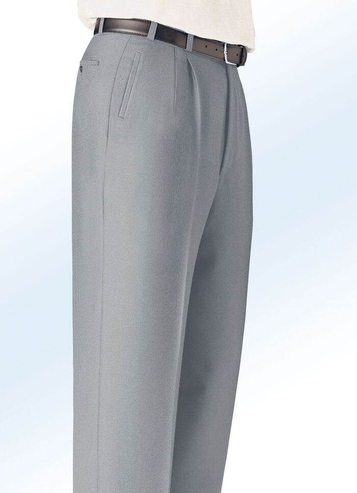 «Klaus Modelle»-Hose mit seitlichen Paspeltaschen SCHILFGRÜN MELIERT