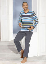 Pyjama mit V-Ausschnitt und Ringeldessin 