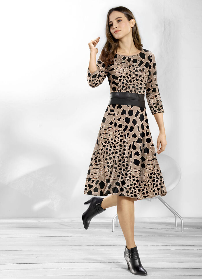 Kleid mit Lederimitateinsatz 