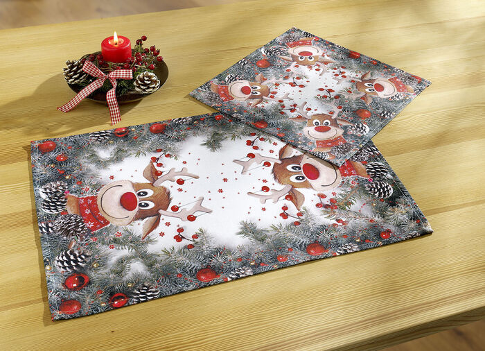 Tisch- und Raumdekoration mit witzigen Elch-Motiven WEISS