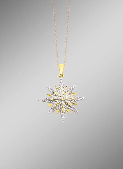 Toller Stern-Anh&auml;nger mit Brillanten und Diamanten 