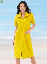 Frottier-Kleid mit durchgehendem Reissverschluss GELB