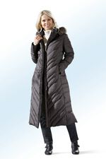 Daunenmantel in 2 Farben mit extravagantem Stepp DUNKELBRAUN