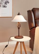 Tischlampe aus Metall mit Glasschirm 