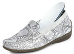 Waldläufer Mokassin-Slipper mit moderner Reptilprägung MATTSILBER