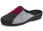 Klassische Damen-Hausschuhe, Weite H, im Textil-Materialmix GRAU-BORDEAUX