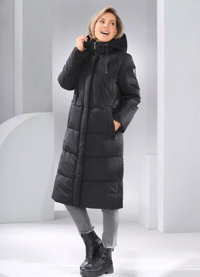 Daunenmantel mit fester Kapuze 