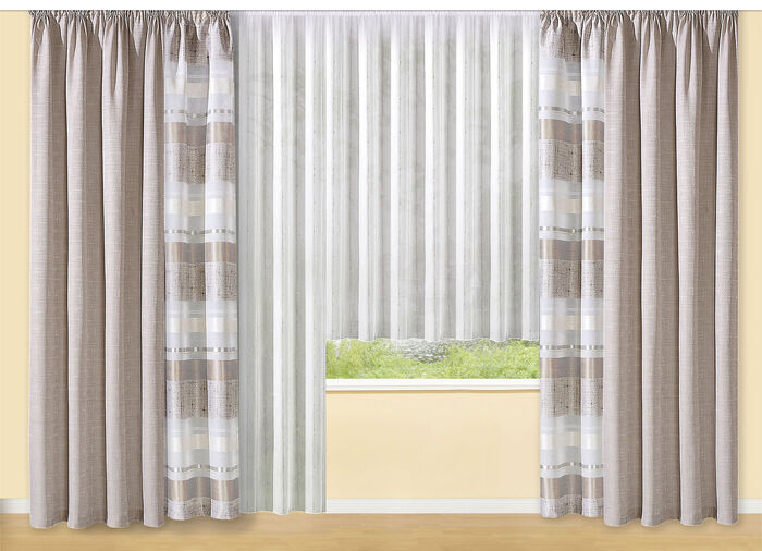 &Uuml;bergardinen-Garnitur in Leinen-Optik NATUR