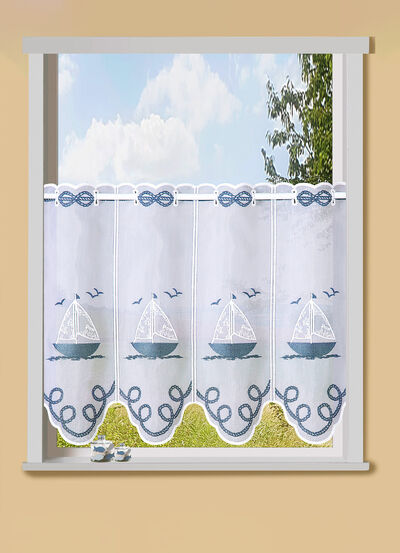 Kurzvorhang aus besticktem Batist mit Stangendurchzug 