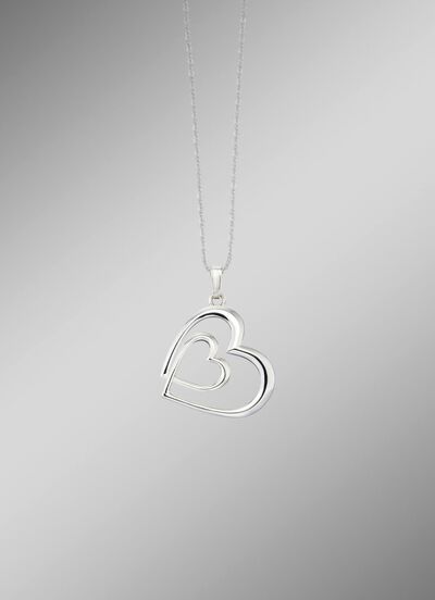 Romantischer Doppelherz-Anh&auml;nger in Silber 925/- fein 