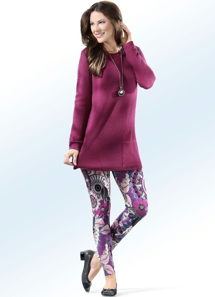 Longpullover mit Schurwolle BEERE