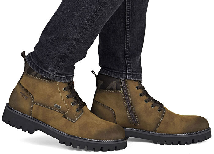 Rieker, gefütterte Herren-Boots, Winterschuhe, Weite H, mit Reissverschluss COGNAC